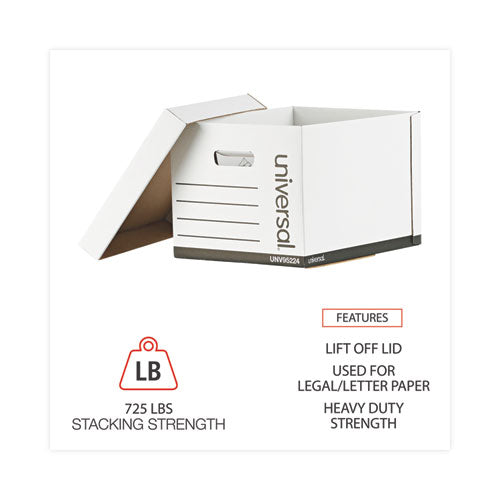 Image of Universal® Heavy-Duty Fast Assembly Lift-Off Lid Storage Box, Letter/legal Files, White, 12/carton