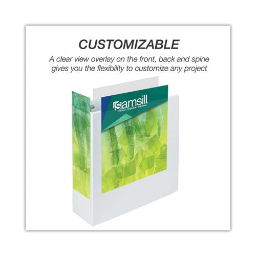 Image of Samsill® Earth's Choice Plant-Based Round Ring View Binder, 3 Rings, 4" Capacity, 11 x 8.5, White