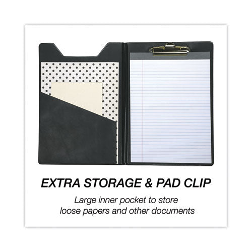 Image of Samsill® Value Padfolio, Heavyweight Sealed Vinyl, Brass Clip, Inside Front Pocket, Black