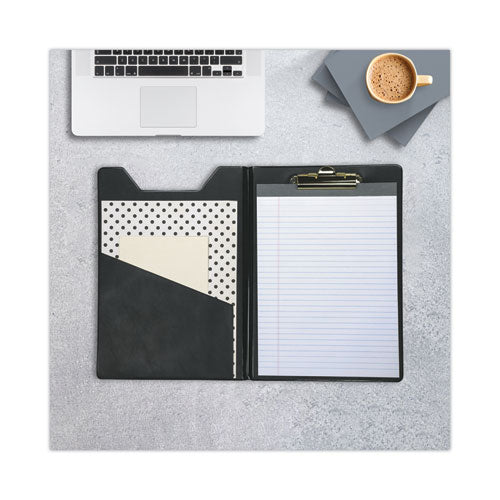 Image of Samsill® Value Padfolio, Heavyweight Sealed Vinyl, Brass Clip, Inside Front Pocket, Black