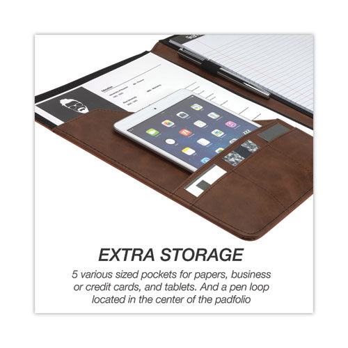 Image of Samsill® Two-Tone Padfolio with Spine Accent, 10.6w x 14.25h, Polyurethane, Tan/Brown