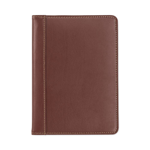 Image of Samsill® Contrast Stitch Leather Padfolio, 6.25w x 8.75h, Open Style, Brown