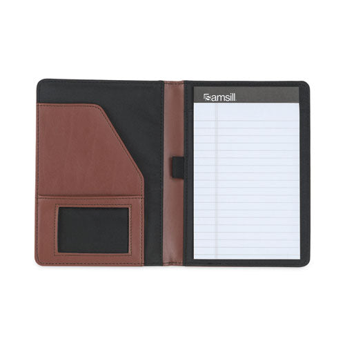 Image of Samsill® Contrast Stitch Leather Padfolio, 6.25w x 8.75h, Open Style, Brown