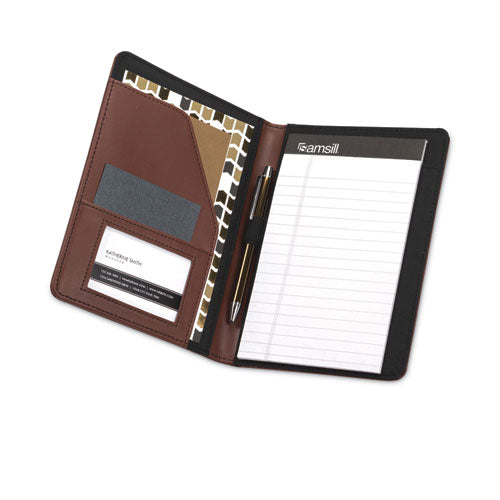 Image of Samsill® Contrast Stitch Leather Padfolio, 6.25w x 8.75h, Open Style, Brown