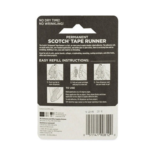 Image of Scotch® Tape Runner, 0.31" X 49 Ft, Dries Clear