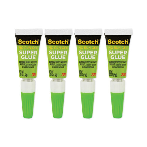 Image of Scotch® Single Use Super Glue No-Run Gel, 0.02 Oz, Dries Clear, 4/pack