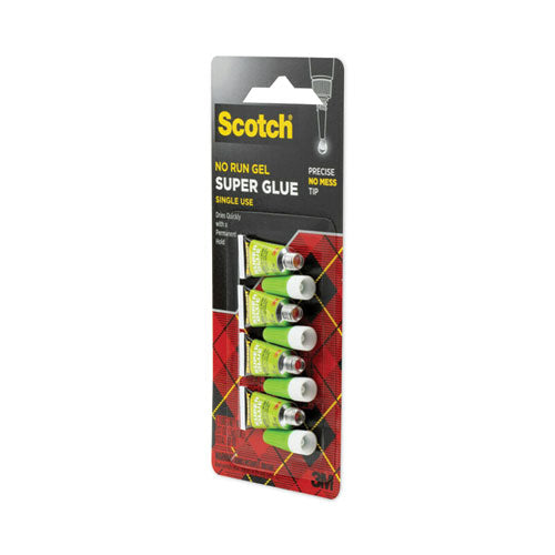 Image of Scotch® Single Use Super Glue No-Run Gel, 0.02 Oz, Dries Clear, 4/pack