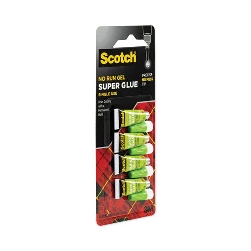 Image of Scotch® Single Use Super Glue No-Run Gel, 0.02 Oz, Dries Clear, 4/pack