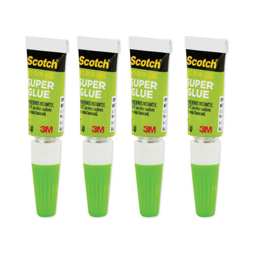 Image of Scotch® Single Use Super Glue No-Run Gel, 0.02 Oz, Dries Clear, 4/pack