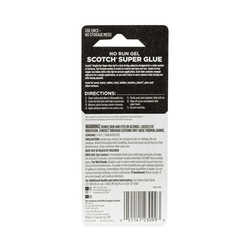 Image of Scotch® Single Use Super Glue No-Run Gel, 0.02 Oz, Dries Clear, 4/pack