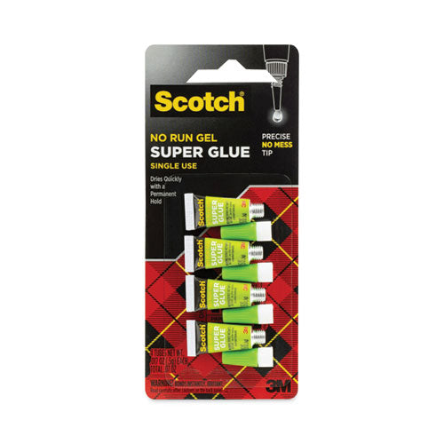 Image of Scotch® Single Use Super Glue No-Run Gel, 0.02 Oz, Dries Clear, 4/pack
