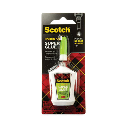 Image of Scotch® Super Glue No-Run Gel With Precision Applicator, 0.14 Oz, Dries Clear