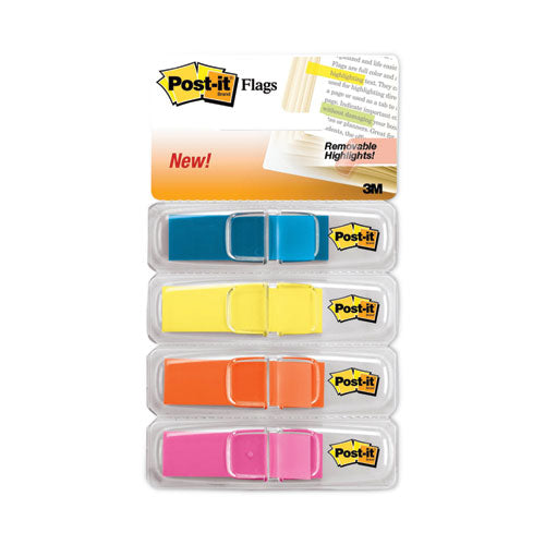 Image of Post-it® Flags Highlighting Page Flags, 4 Bright Colors, 0.5 x 1.75, 35/Color, 4 Dispensers/Pack