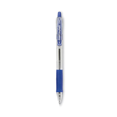 Image of Pilot® Easytouch Ballpoint Pen, Retractable, Fine 0.7 Mm, Blue Ink, Clear Barrel, Dozen