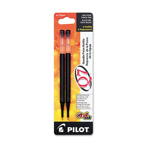 Image of Pilot® Refill For Pilot Retractable Q7, G2, Precise Begreen And Dr Grip Gel Pens, Fine Needle Tip, Black Ink, 2/pack