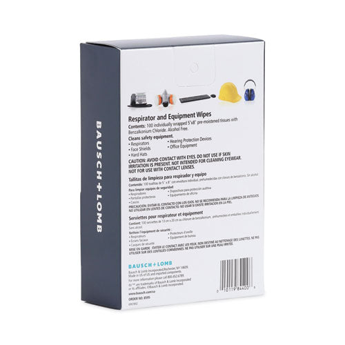 Image of Bausch & Lomb Antibacterial Office Equipment Wet Wipes, Cloth, 5 x 8, Unscented, White, 100/Box