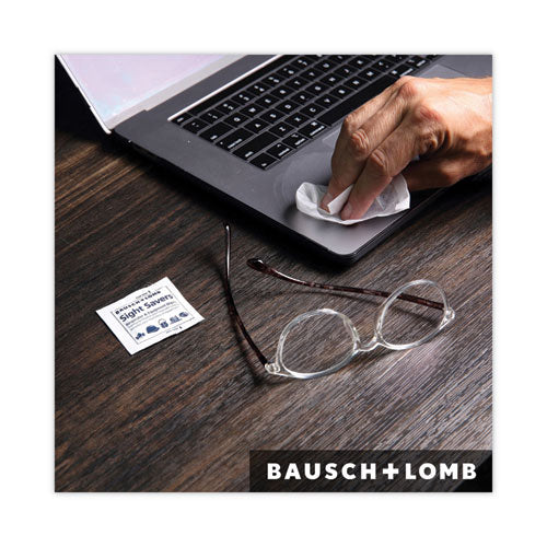 Image of Bausch & Lomb Antibacterial Office Equipment Wet Wipes, Cloth, 5 x 8, Unscented, White, 100/Box