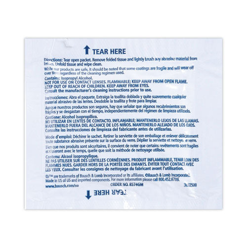 Image of Bausch & Lomb Sight Savers Premoistened Lens Cleaning Tissues, 8 x 5, 100/Box