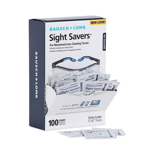 Image of Bausch & Lomb Sight Savers Premoistened Lens Cleaning Tissues, 8 x 5, 100/Box, 10 Box/Carton