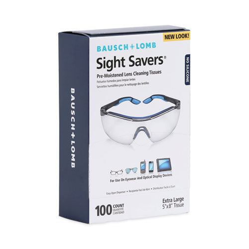 Image of Bausch & Lomb Sight Savers Premoistened Lens Cleaning Tissues, 8 x 5, 100/Box, 10 Box/Carton