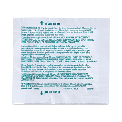 Image of Bausch & Lomb Sight Savers Pre-Moistened Anti-Fog Tissues With Silicone, 8 X 5, 100/box