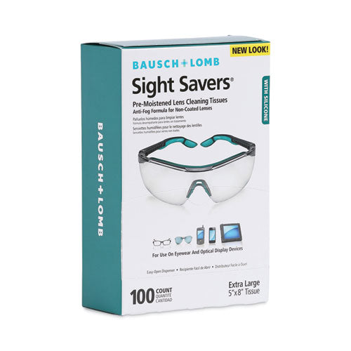 Image of Bausch & Lomb Sight Savers Pre-Moistened Anti-Fog Tissues With Silicone, 8 X 5, 100/box