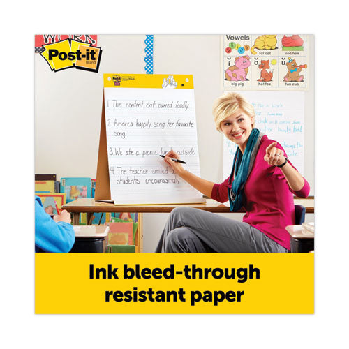 Image of Post-it® Easel Pads Super Sticky Self-Stick Tabletop Easel Pad with Command Strips, Presentation Format (1.5" Rule), 20 x 23, White, 20 Sheets
