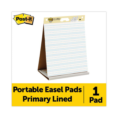 Image of Post-it® Easel Pads Super Sticky Self-Stick Tabletop Easel Pad with Command Strips, Presentation Format (1.5" Rule), 20 x 23, White, 20 Sheets