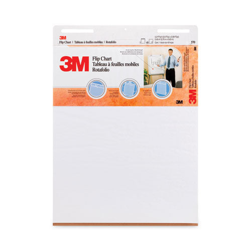 Image of 3M Professional Flip Chart, Unruled, 25 x 30, White, 40 Sheets, 2/Carton