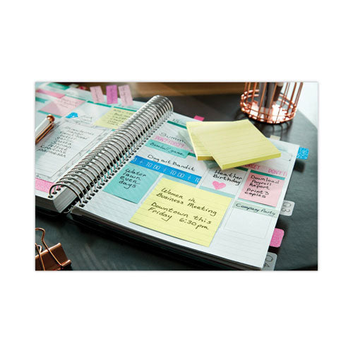 Image of Post-it® Notes Original Pads in Canary Yellow, Note Ruled, 3" x 5", 100 Sheets/Pad, 12 Pads/Pack