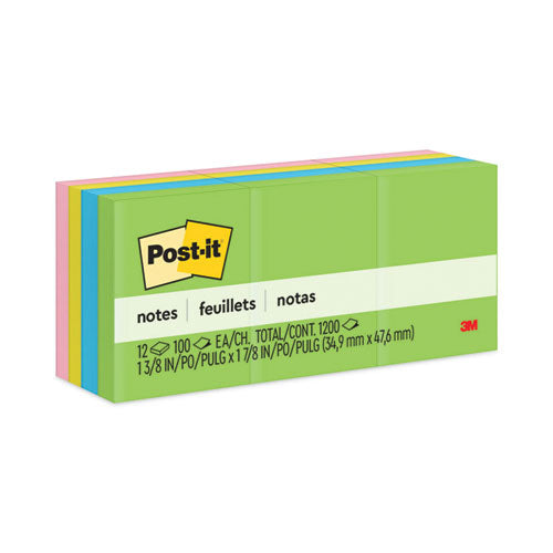 Image of Post-it® Notes Original Pads in Floral Fantasy Collection Colors, 1.5" x 2", 100 Sheets/Pad, 12 Pads/Pack