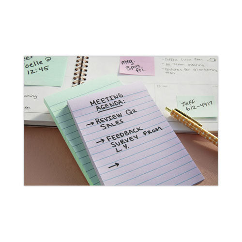 Image of Post-it® Greener Notes Original Recycled Note Pads, Note Ruled, 4" x 6", Sweet Sprinkles Collection Colors, 100 Sheets/Pad, 5 Pads/Pack