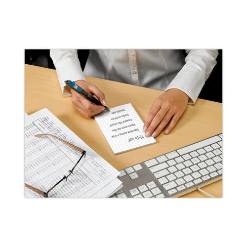 Image of Post-it® Notes Super Sticky Grid Notes, Quad Ruled, 4" x 6", White, 50 Sheets/Pad, 6 Pads/Pack