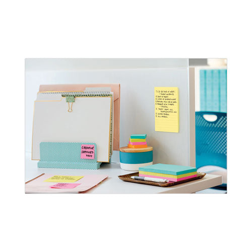 Image of Post-it® Notes Original Pads in Canary Yellow, Note Ruled, 4" x 6", 100 Sheets/Pad, 12 Pads/Pack