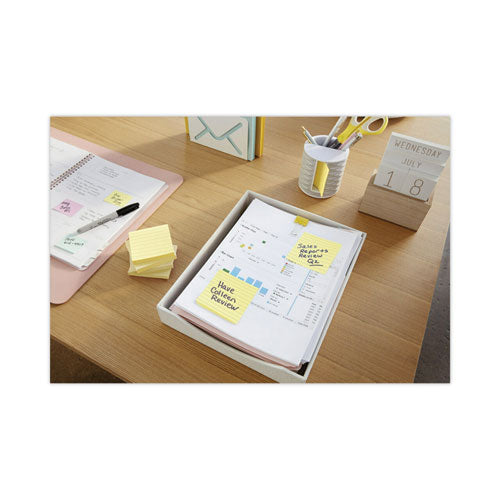 Image of Post-it® Notes Original Pads in Canary Yellow, Note Ruled, 3" x 3", 100 Sheets/Pad, 6 Pads/Pack