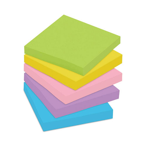 Image of Post-it® Notes Original Pads in Floral Fantasy Collection Colors, 3" x 3", 100 Sheets/Pad, 5 Pads/Pack