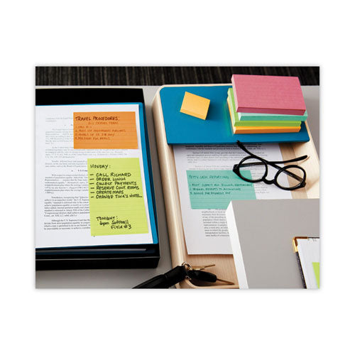 Image of Post-it® Notes Original Pads in Floral Fantasy Collection Colors, Note Ruled, 4" x 6", 100 Sheets/Pad, 3 Pads/Pack