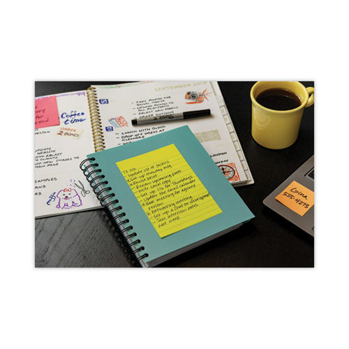 Image of Post-it® Notes Original Pads in Floral Fantasy Collection Colors, Note Ruled, 4" x 6", 100 Sheets/Pad, 3 Pads/Pack