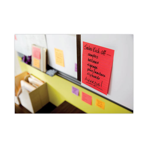 Image of Post-it® Notes Super Sticky Pads in Playful Primary Collection Colors, Note Ruled, 4" x 6", 90 Sheets/Pad, 3 Pads/Pack