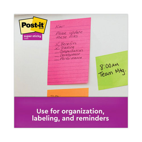 Image of Post-it® Notes Super Sticky Pads in Energy Boost Collection Colors, Note Ruled, 4" x 6", 90 Sheets/Pad, 3 Pads/Pack