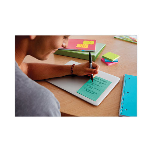 Image of Post-it® Notes Super Sticky Pads in Energy Boost Collection Colors, Note Ruled, 4" x 6", 90 Sheets/Pad, 3 Pads/Pack