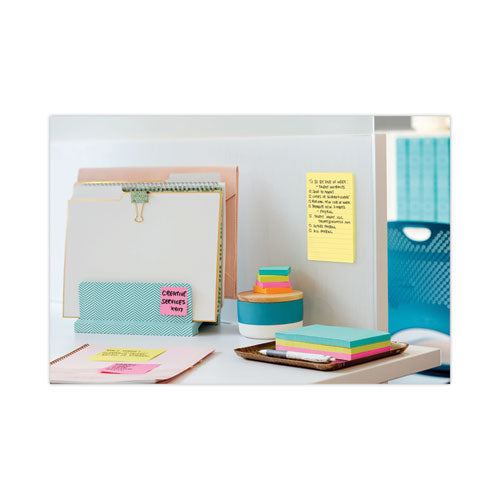 Image of Post-it® Notes Original Pads in Canary Yellow, Note Ruled, 4" x 6", 100 Sheets/Pad, 5 Pads/Pack