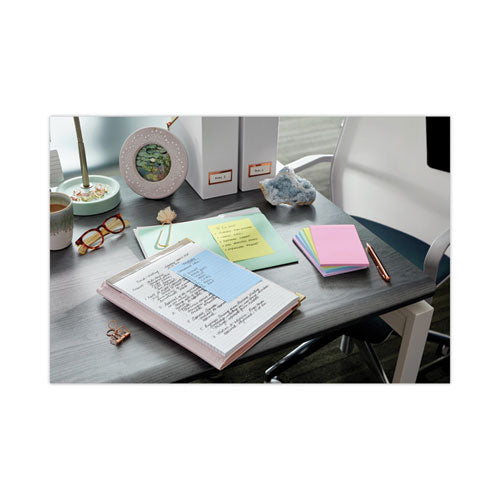 Image of Post-it® Notes Original Pads in Beachside Cafe Collection Colors, Note Ruled, 4" x 6", 100 Sheets/Pad, 5 Pads/Pack