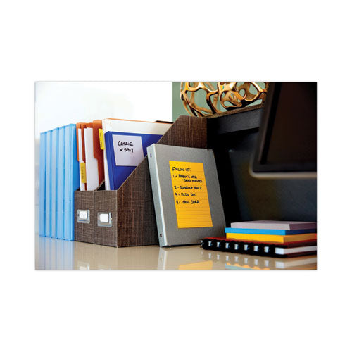 Image of Post-it® Notes Super Sticky Pads in Canary Yellow, Note Ruled, 4" x 6", 90 Sheets/Pad, 5 Pads/Pack