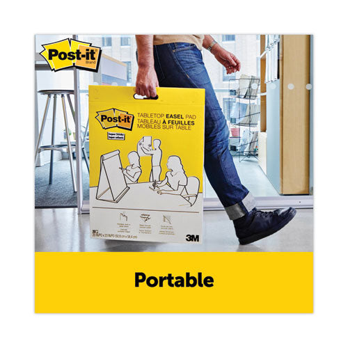 Image of Post-it® Easel Pads Super Sticky Pad Plus Tabletop Easel Pad with Self-Stick Sheets and Dry Erase Board, Unruled, 20 x 23, White, 20 Sheets
