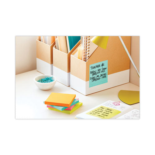 Image of Post-it® Notes Super Sticky Pads in Supernova Neon Collection Colors, Note Ruled, 4" x 4", 90 Sheets/Pad, 6 Pads/Pack