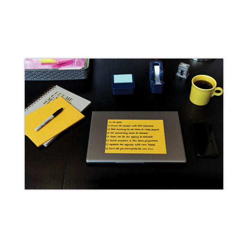 Image of Post-it® Notes Super Sticky Meeting Notes in Energy Boost Collection Colors, Note Ruled, 8" x 6", 45 Sheets/Pad, 4 Pads/Pack