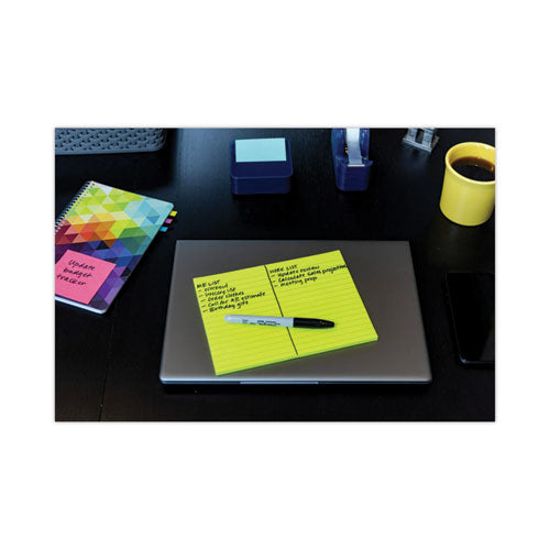 Image of Post-it® Notes Super Sticky Meeting Notes in Energy Boost Collection Colors, Note Ruled, 8" x 6", 45 Sheets/Pad, 4 Pads/Pack