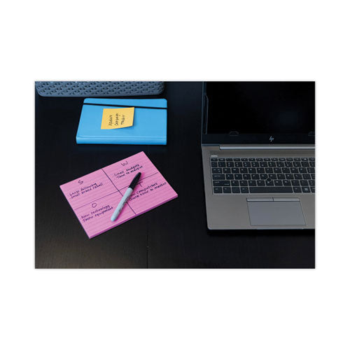 Image of Post-it® Notes Super Sticky Meeting Notes in Energy Boost Collection Colors, Note Ruled, 8" x 6", 45 Sheets/Pad, 4 Pads/Pack