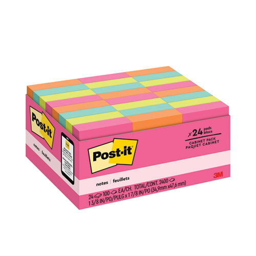 Image of Post-it® Notes Original Pads in Poptimistic Colors, Value Pack, 1.38" x 1.88", 100 Sheets/Pad, 24 Pads/Pack